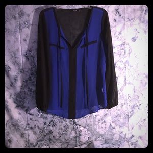 Ana sheer navy and black blouse